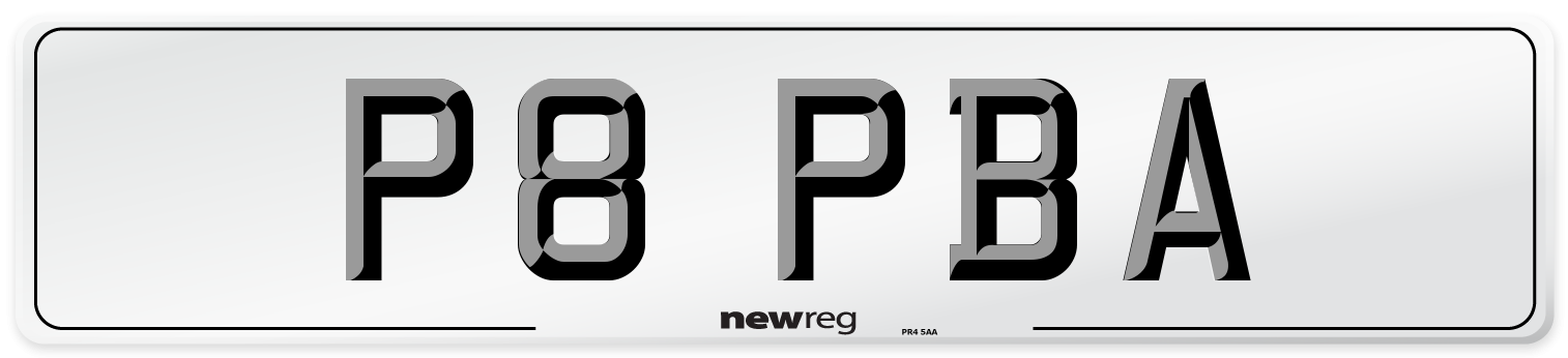 P8 PBA Number Plate from New Reg